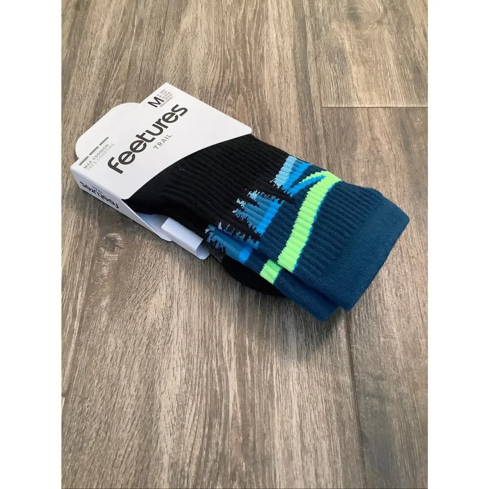 Feetures Unisex MD Blue Aurora Trail Max Cushion Mini Crew Socks Outdoor A20-12